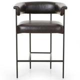 Carrie Leather Counter Stool, Sonoma Black-Furniture - Dining-High Fashion Home