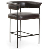 Carrie Leather Counter Stool, Sonoma Black-Furniture - Dining-High Fashion Home