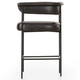 Carrie Leather Counter Stool, Sonoma Black-Furniture - Dining-High Fashion Home