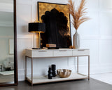 Rebel Console Table with Drawers, Champagne Gold/Cream-Furniture - Accent Tables-High Fashion Home