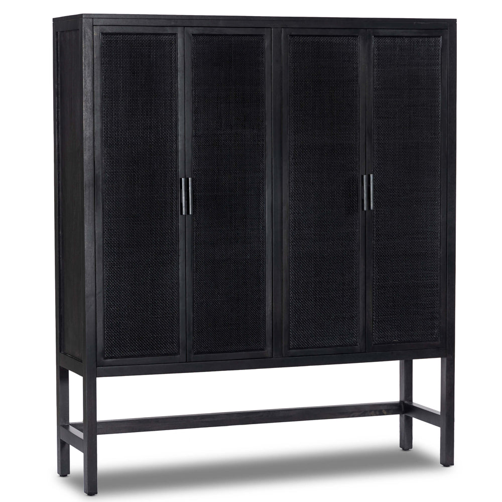 Caprice Cabinet, Black Wash w/Black Cane-Furniture - Storage-High Fashion Home