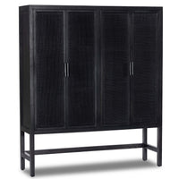 Caprice Cabinet, Black Wash w/Black Cane-Furniture - Storage-High Fashion Home