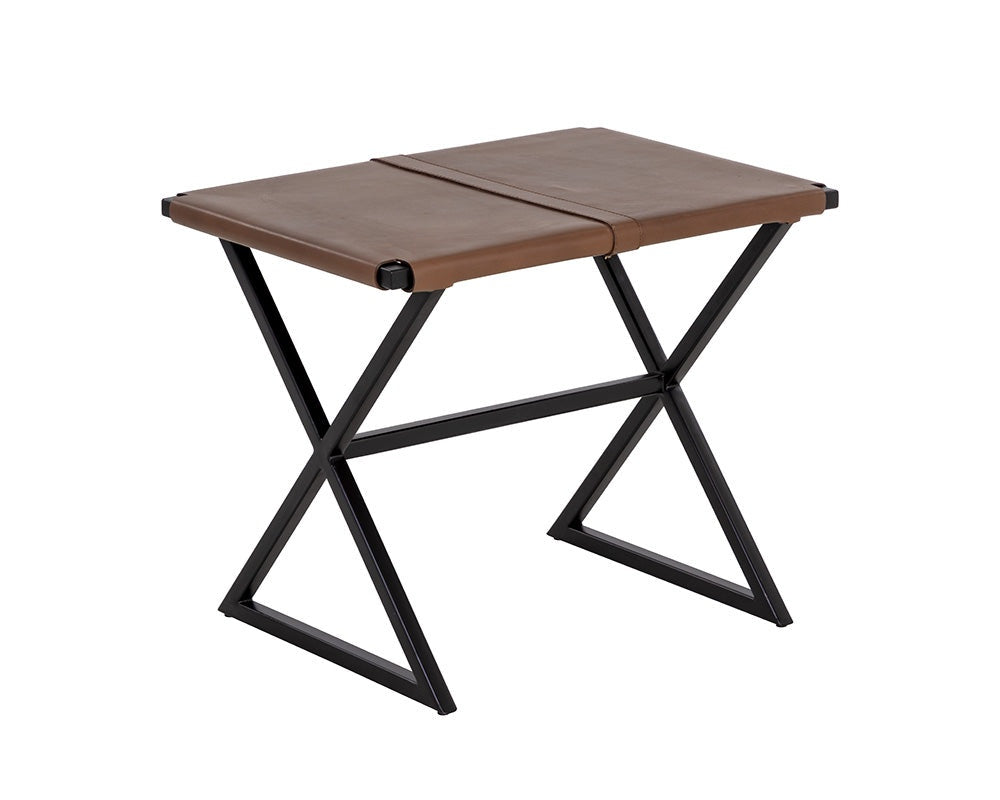 Elon Leather Stool, Vintage Cognac-Furniture - Benches-High Fashion Home