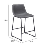 Smart Counter Stool, Charcoal, Set of 2-Furniture-High Fashion Home