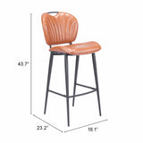 Terrence Bar Stool, Vintage Brown-Furniture-High Fashion Home