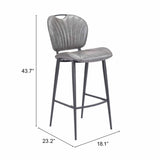 Terrence Bar Stool, Vintage Gray-Furniture-High Fashion Home