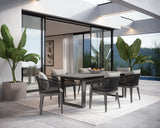 Capri Outdoor Dining Armchair, Smoke Grey/Copacabana Marble, Set of 2-Furniture - Dining-High Fashion Home