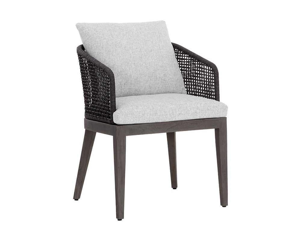 Capri Outdoor Dining Armchair, Smoke Grey/Copacabana Marble, Set of 2-Furniture - Dining-High Fashion Home
