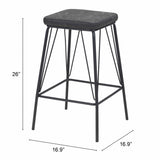 Samuel Counter Stool, Vintage Black, Set of 2-Furniture-High Fashion Home