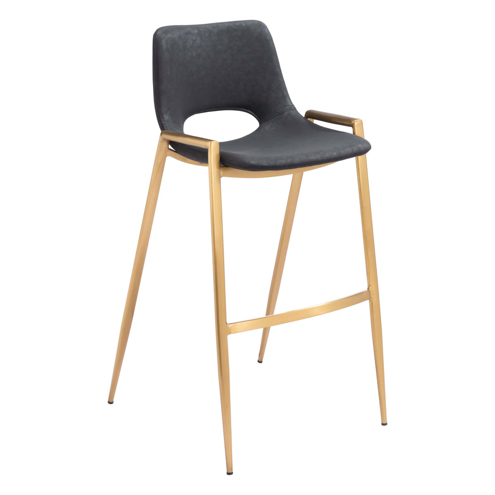 Desi Bar Stool, Black/Gold, Set of 2-Furniture-High Fashion Home