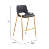 Desi Bar Stool, Black/Gold, Set of 2-Furniture-High Fashion Home