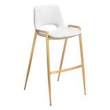 Desi Bar Stool, White/Gold, Set of 2-Furniture-High Fashion Home