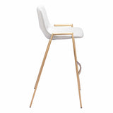 Desi Bar Stool, White/Gold, Set of 2-Furniture-High Fashion Home