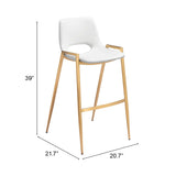 Desi Bar Stool, White/Gold, Set of 2-Furniture-High Fashion Home