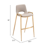 Desi Bar Stool, Beige/Gold, Set of 2-Furniture-High Fashion Home