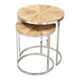 Bari Nesting Table Set, Natural-Furniture - Accent Tables-High Fashion Home