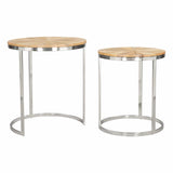 Bari Nesting Table Set, Natural-Furniture - Accent Tables-High Fashion Home