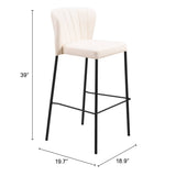 Linz Barstool, Cream, Set of 2-Furniture-High Fashion Home