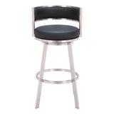 Gimsby Swivel Bar Stool, Black-Furniture-High Fashion Home