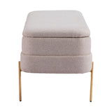 Lebreton Storage Bench, Oatmeal Beige-Furniture - Benches-High Fashion Home