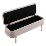 Lebreton Storage Bench, Oatmeal Beige-Furniture - Benches-High Fashion Home