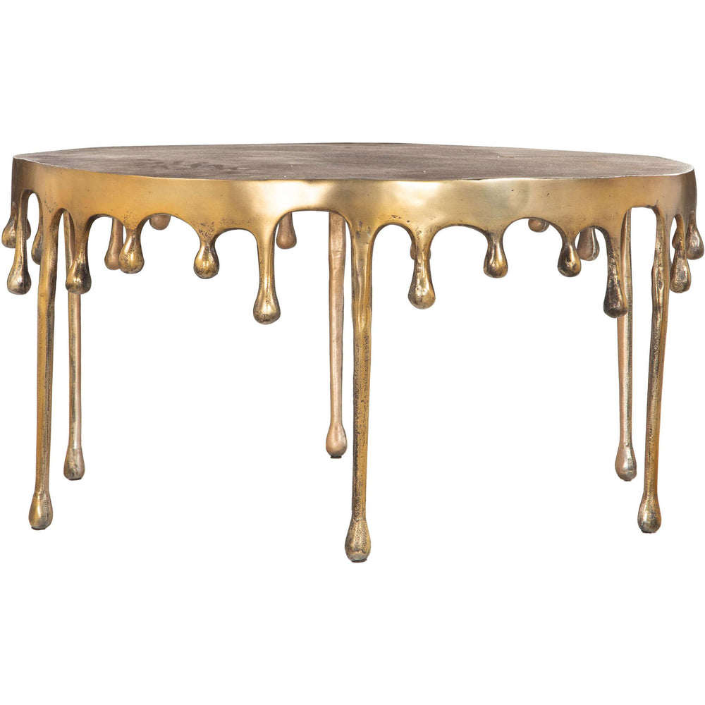 Drip Coffee Table, Antique Brass