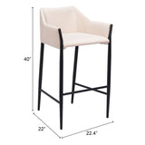 Andover Bar Stool, Beige-Furniture-High Fashion Home
