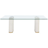 Aemond Rectangular Glass Top Dining Table, White-Furniture - Dining-High Fashion Home