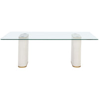 Aemond Rectangular Glass Top Dining Table, White-Furniture - Dining-High Fashion Home