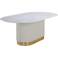 Paloma Oval Dining Table, White Marble-Furniture - Dining-High Fashion Home