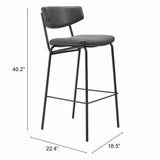 Charon Barstool, Vintage Black, Set of 2-Furniture-High Fashion Home