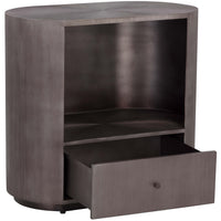 Siena Oval Nightstand, Gunmetal-Furniture - Bedroom-High Fashion Home