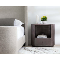 Siena Oval Nightstand, Gunmetal-Furniture - Bedroom-High Fashion Home