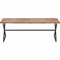 Elon Leather Bench, Sueded Light Tan