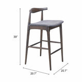 Tuzka Bar Stool, Gray, Set of 2-Furniture-High Fashion Home