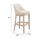 Calmo Bar Stool, Beige-Furniture-High Fashion Home