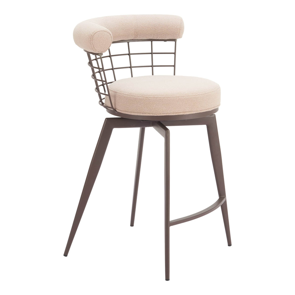 Saku Swivel Counter Stool, Beige-Furniture-High Fashion Home