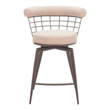 Saku Swivel Counter Stool, Beige-Furniture-High Fashion Home