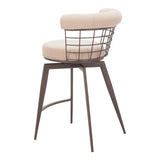 Saku Swivel Counter Stool, Beige-Furniture-High Fashion Home