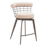 Saku Swivel Counter Stool, Beige-Furniture-High Fashion Home