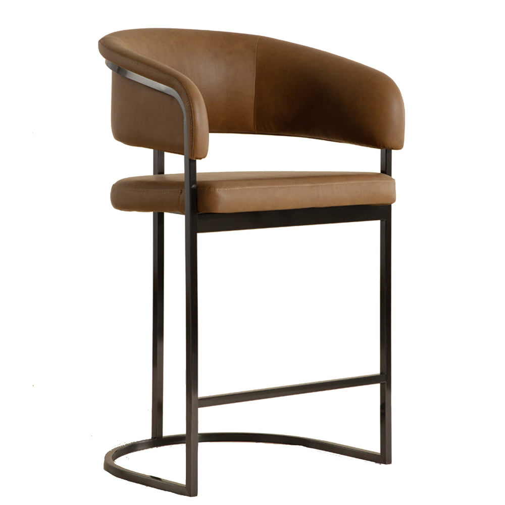 Marris Counter Stool, Miliken Cognac/Gunmetal-Furniture - Dining-High Fashion Home