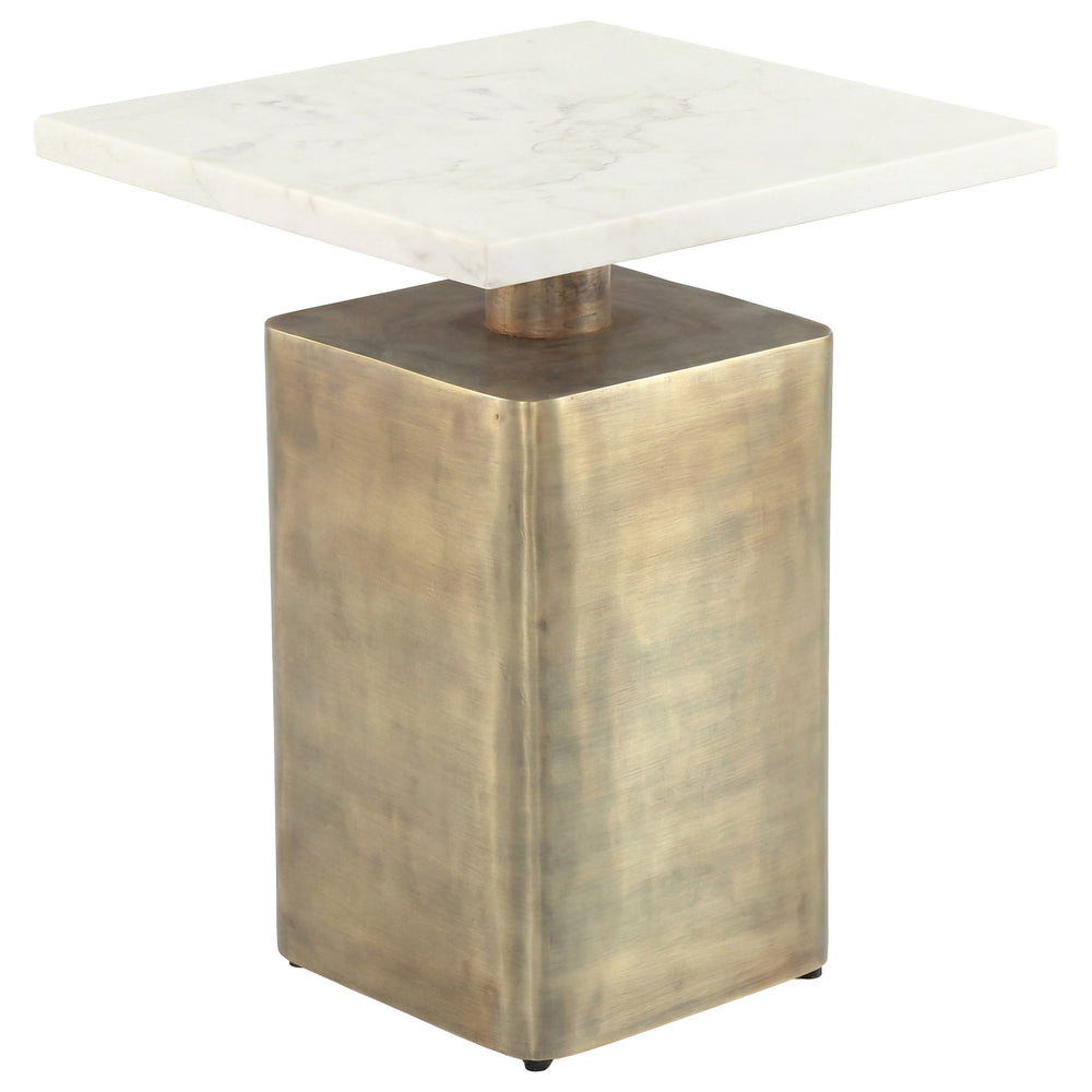 Nyra Side Table, White/Brass