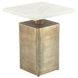 Nyra Side Table, White/Brass