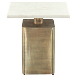 Nyra Side Table, White/Brass