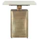 Nyra Side Table, White/Brass