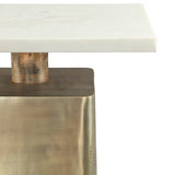 Nyra Side Table, White/Brass