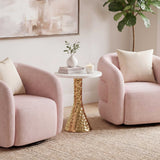Lira Accent Table, White/Gold