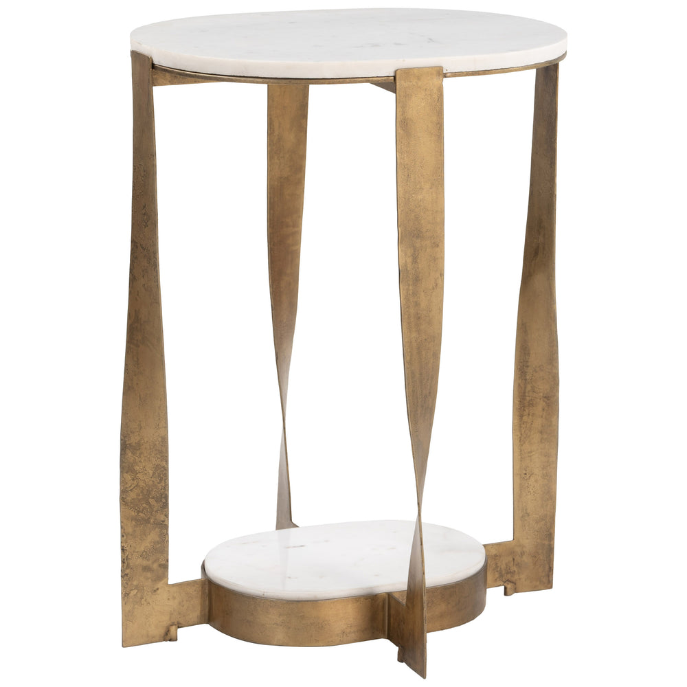 Orion Accent Table, White/Brass