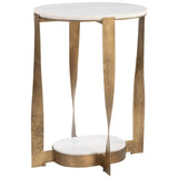 Orion Accent Table, White/Brass