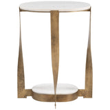 Orion Accent Table, White/Brass
